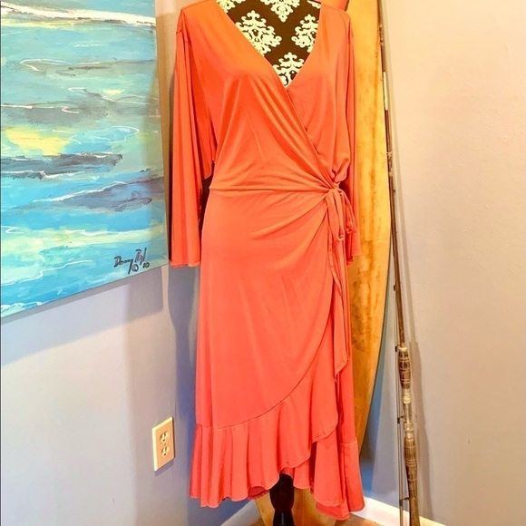 NWT,Terra & Sky, Deeper Pink Wrap-Around Dress, Absolutely Stunning! Size 4X - Picture 7 of 7